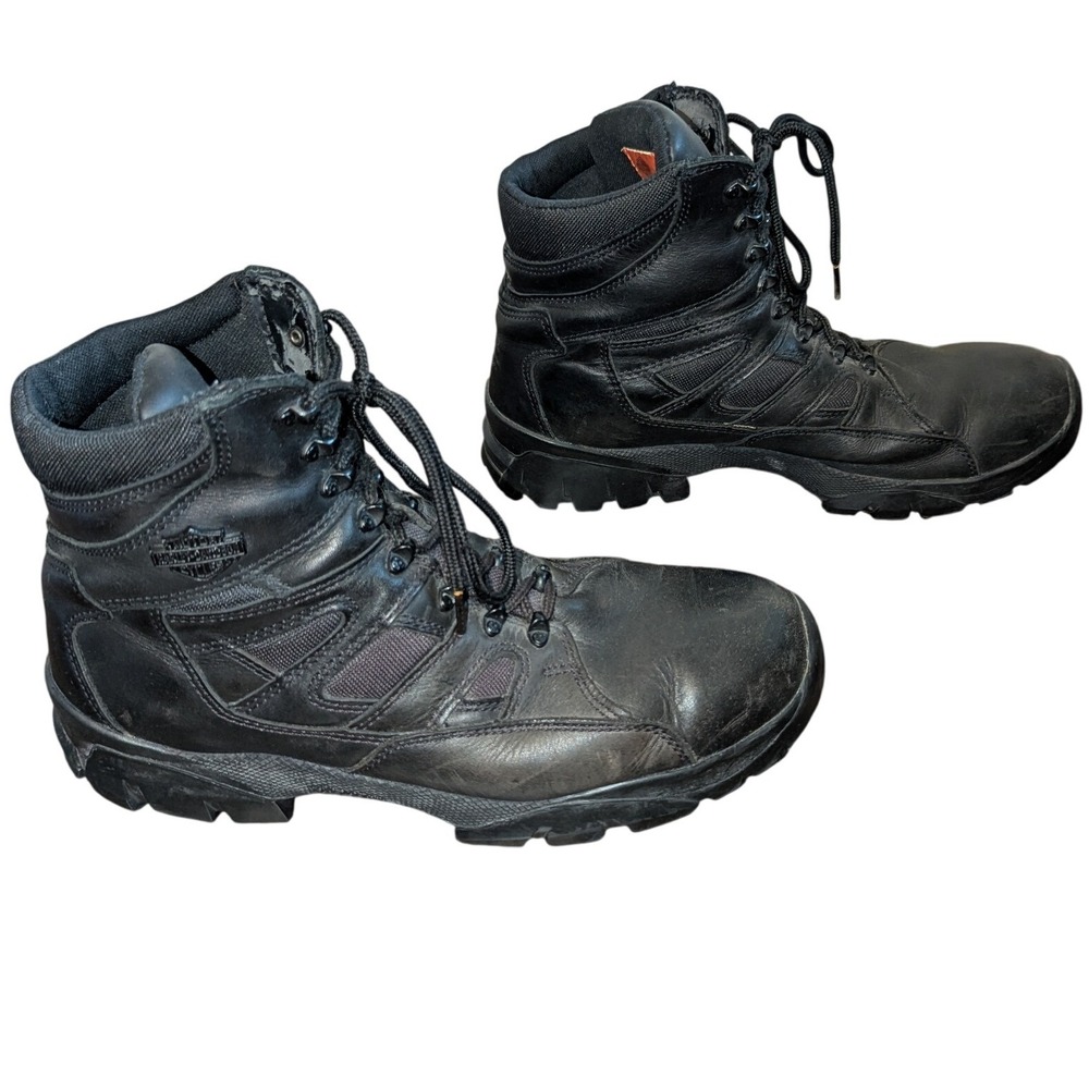 Harley Davidson‎ Mens 95129 Black Leather Vibram Sole Riding Boots Size 11.5